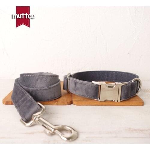 MUTTCO comforable pet dog ID tag collar leash THE GRAY self-design adjustable puppy nameplate collar 5 sizes UDC108