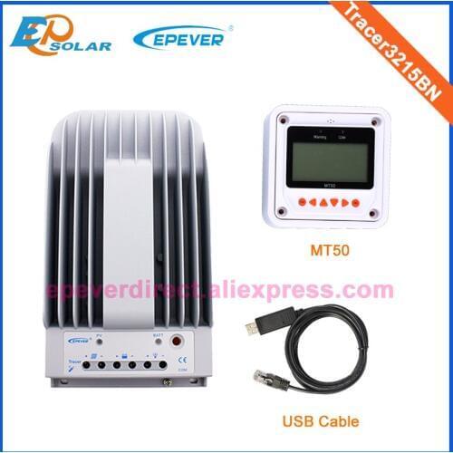 Regulator 30A USB cable Tracer3215BN MPPT EPEVER EPsolar Solar Charging Controller Wifi eBOX Phone MT50 Meter remote
