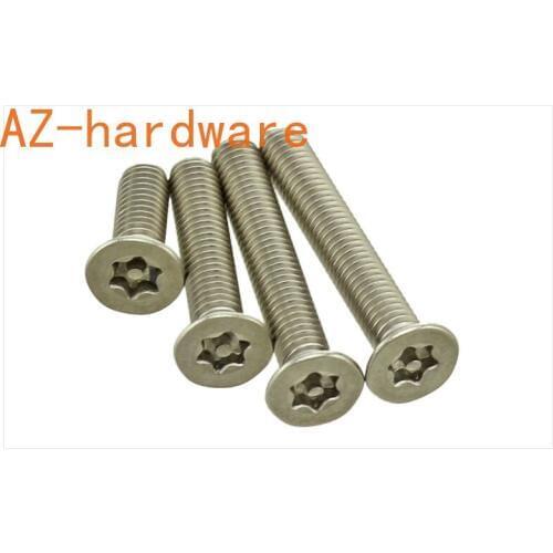 Countersunk head plum blossom screw with column 304 stainless steel flat head anti-theft screw with needle M3-M6 20pcs