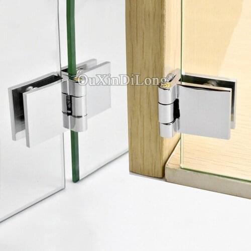 High Quality 2PCS Brass Glass Cabinet Hinges Shopping Mall Jewelry Phone Display Wine Cabinet Door Hinges for 5~8mm Glass Clamps