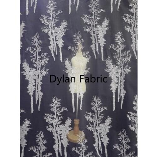 Explosive white lace fabric wedding dress fashion womens dress sequins dusting gold dress fabric