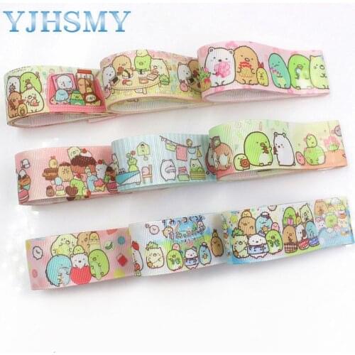 YJHSMY I-19518-1239,25mm 10yards animal Cartoon Thermal transfer Printed grosgrain Ribbons,bow cap DIY accessories decorations