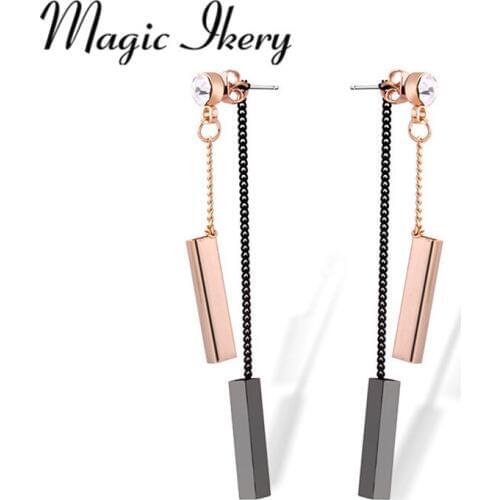 Magic Ikery Jewelry with Box Luxury Popular Tassales Long Earrings Jewelry Rose Gold Color Earrings for Women Gifts MKY357