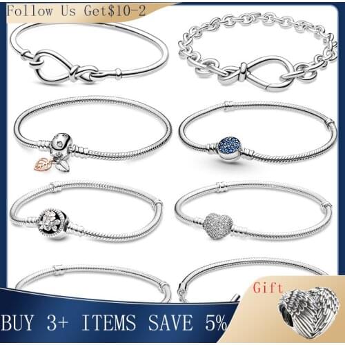 HOT SALE15 Style Classic 925 Sterling Silver Original 3mm Bracelets For Bead Charms DIY Jewelry Fashion Women Gift Dorpshipping