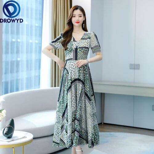 4XL Plus Size Floral Chiffon Sundress Boho Beach Midi Dress 2021 Spring Summer Vintage Elegant Women Party Bodycon Maxi Vestidos