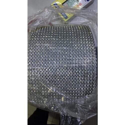 10 yard/lot)24 Rows Crystal Strass Trims Rhinestone Mesh Sew On Mesh For Decors Silver Base