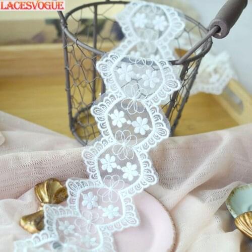 19yards 6cm Mesh cotton embroidery Lace fabric Handmade DIY Garment needlework sewing accessories Clothing Decoration 344
