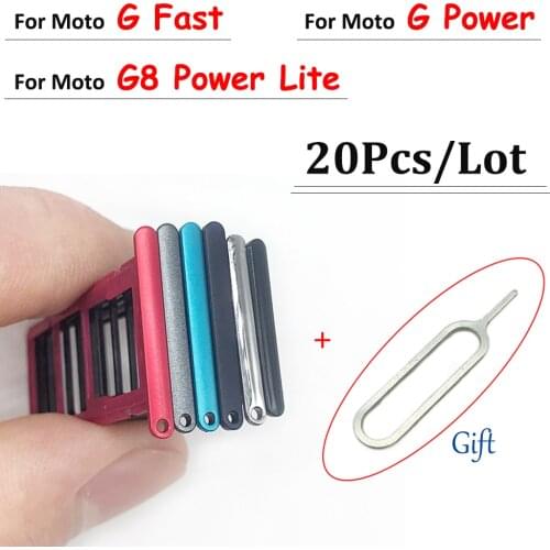 20Pcs/Lot,New For Moto G8 Power Lite / G Fast / G Power SIM Card Tray Slot Holder Adapter Accessories + Pin