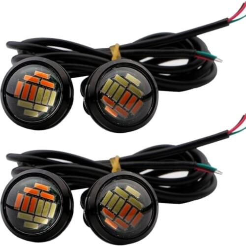 4 Pcs Car 12V 23Mm Dual Color Switchback 4014 12 Led Eagle Eye Light