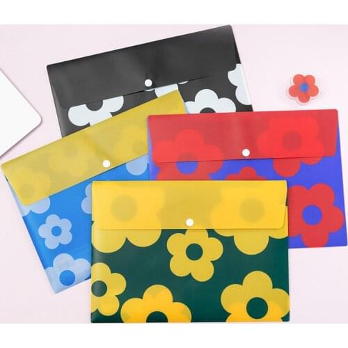 4pcs File Folder A4 Snap Button Documents Bag Organizer Holder Office Storage Pocket Folders Holder Student Information Bag