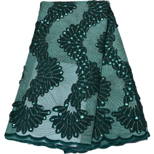 5yards/pc) high quality green African French net lace fabric with excellent embroidery 2020 newest for party dress FLP236
