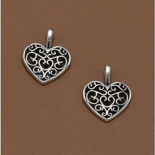 50PCS/LOT silver plated Jewelry Pendant Fine Fashion Cute Heart Center Necklace Pendants Metal Craft MX 003