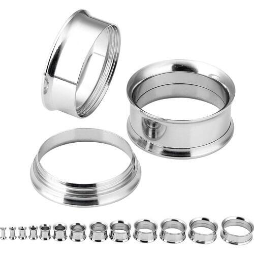 60pcs/lot Stainless Steel Ear Flesh Tunnels Double Flare Ear Plugs Gauges Lobe Expander Body Jewelry Piercing Oreja 6mm-25mm