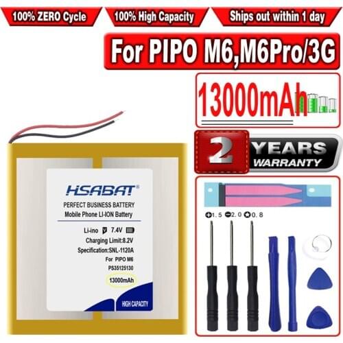 HSABAT 13000mAh Battery for PIPO M6,M6Pro ,M6Pro 3G ,Freelander PD800 Tablet PC 37125130