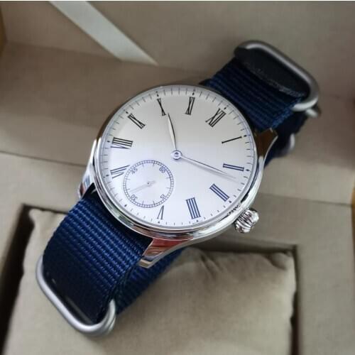 GEERVO No logo Beige white dial Roman number 44mm Manual mechanical mens Watch ST3621 Movement Sapphire Crystal