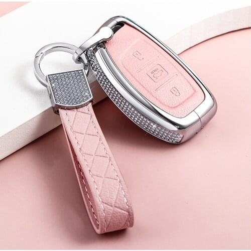 Zinc Alloy Crystal Car Key Cover Case Fit For Hyundai IX35 IX45 IX25 I10 I20 I30 HB20 Sonata Verna Solaris Santa Elantra Styling