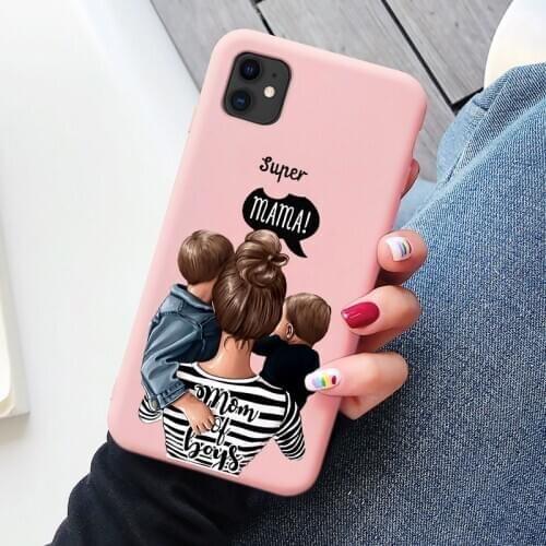 Candy colors Phone Case For Iphone 12 11 Pro Max X XS Max XR 6S 7 8 Plus SE 2020 Super Dad Mom Baby Girl Fashion Family Coque