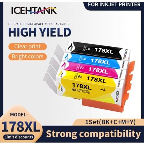 Icehtank compatible 178XL Black 178 XL ink cartridge For HP Photosmart B109a B109n B110a Plus B209a B210a Deskjet 3070A 3520