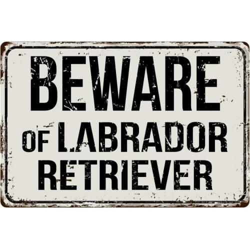 Deerts 357VS Beware of Labrador Retriever 8 x 12 Vintage Aluminum Retro Metal Sign