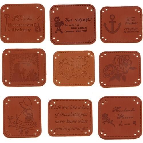 20Pcs PU Leather Labels Handmade Tag DIY Clothes Bag Sewing Craft