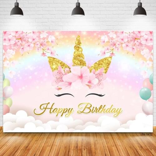 Custom Name Photo Session Photophone Unicorn Backdrop Baby Shower Birthday Photography Personalized Background For Photo Studio