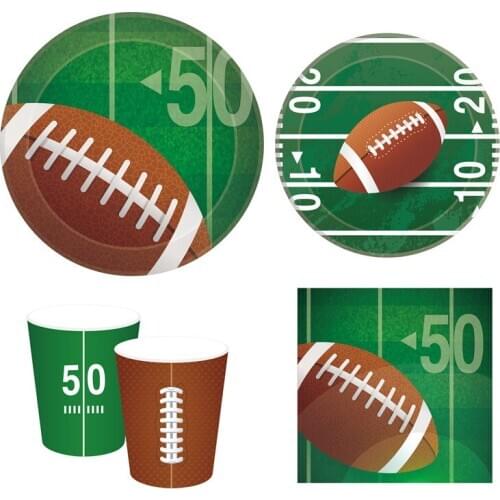 Football Dinner Plates Kids Party Decorations Sports Theme Disposable Tableware Sets Baby Shower Happy Birthday Party Favors