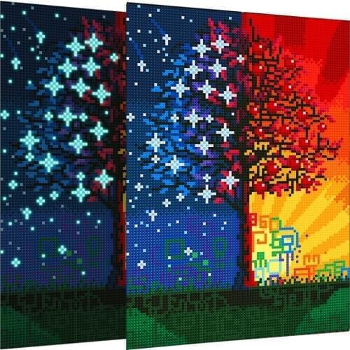 Paint With Diamonds Scenery Tree Night Luminous Diamond Painting Full Round Landscape Picture Of Rhinestone Mosaic Home Decor
