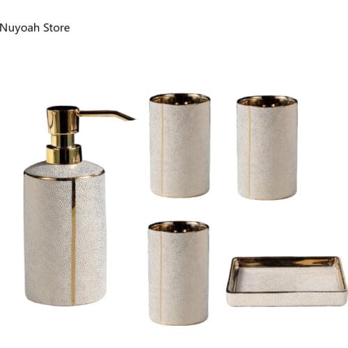 Ceramic Toiletry Set High-end Bathroom Supplies Toothbrushing Cup/lotion Bottle/soap Dish Home Bathroom Decoration Accessories