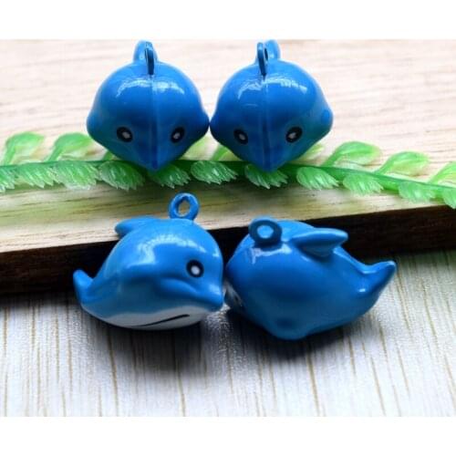 Hot 2018 new Blue dolphin bell pet bells dog collar bell size pet jewelry grooming accessories 12pcs 011002038