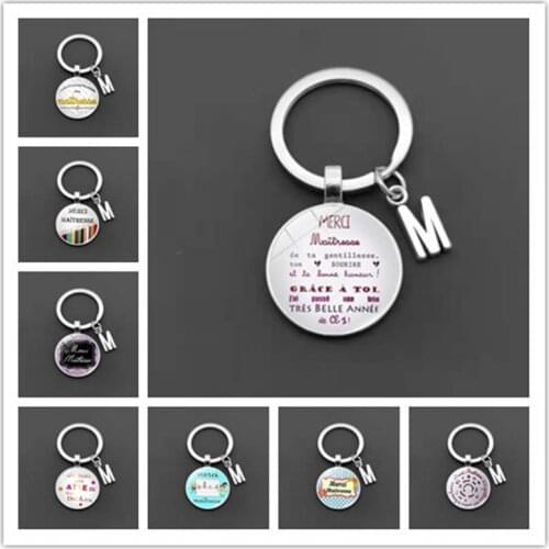 HOT! Key chain Ring Holder Fashion Silver Color Glass Metal Keychain For Men Women Jewelry Teachers Gift