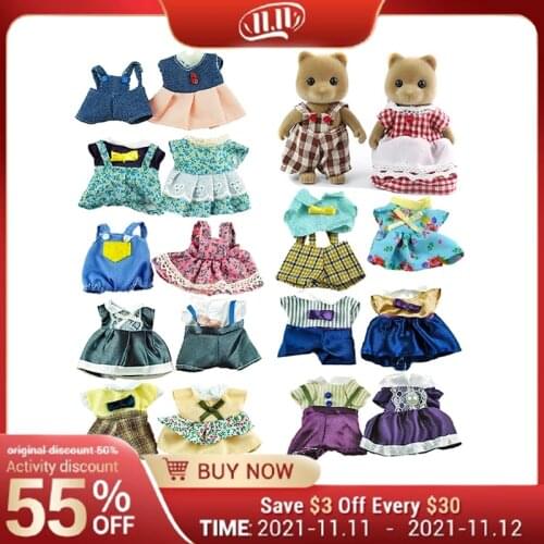 Miniature 1/12 Forest Animal Family House Childrens Simulation Toy Rabbit Clothes 9 Styles Girl Pretend Play Dolls Accessories