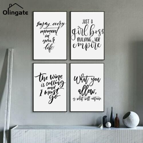 Minimalist Letter Canvas Painting Inspirational Motivational Black Typography Poster One Piece Wall Art Modern Print Pictures