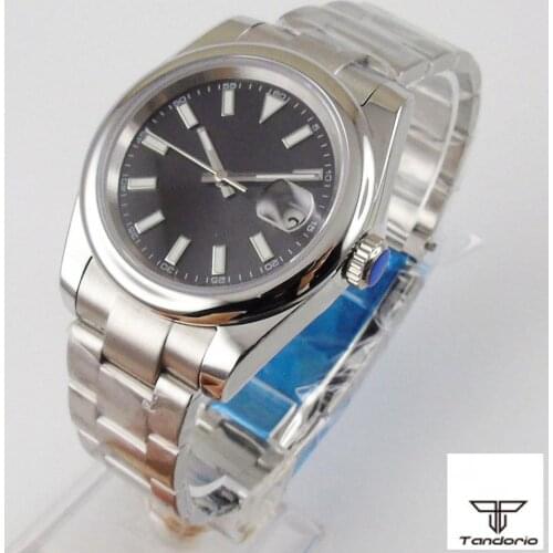 36mm Bliger Brand Black Dial Sapphire Glass Polished Case Automatic Movement Mens Watch Bracelet Luminous hands