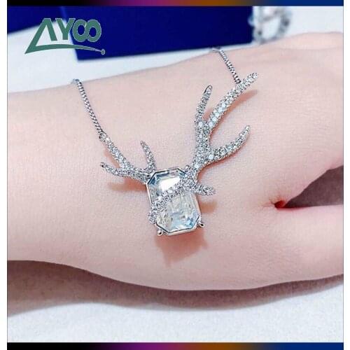 Fashion Jewelry High Quality SWA Charm Crystal Elk Antler Necklace Female Crystal Antler White Diamond Crystal Necklace