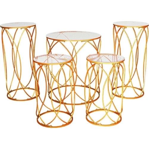 2021 New 5 Piece Props Acrylic Iron Cylinder Snack Cake Food Stand Dessert Table Welcome Wedding Decoration