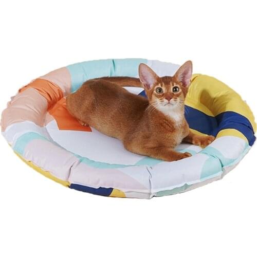 Dog Round Shape Cooling Mat Summer Pad Mat for Dogs Cat Breathable Blanket Pet Ice Pads Washable Sofa Breathable Dog Bed Pet Mat