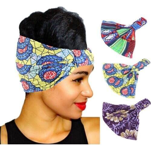 African Print Stretch Cotton Headband for Women Elastic Headwear Turban Head Scarf Ladies Bandage Head Wrap Hair Accessories