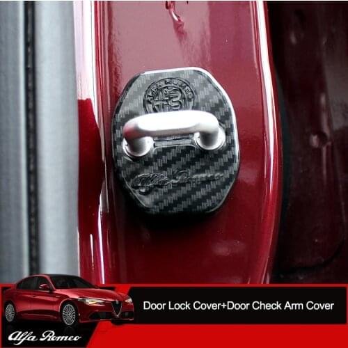 QHCP Car Styling Accessories ABS Plastic Door Lock Protective Cover Car Door Check Arm Cover Trims For Alfa Romeo Giulia Stelvio