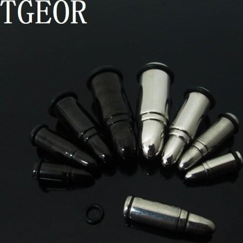 1pcs mixed 4 gauges New arrive Hot wholesale piercing plain bullet ear taper stainless steel ear expander