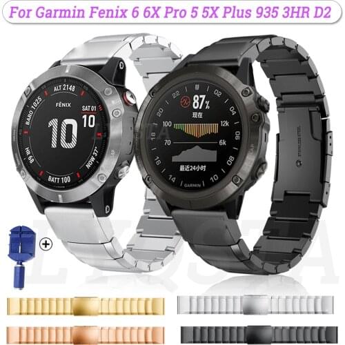 22 26mm Stainless Steel Quick Release Watchband Wrist Strap For Garmin Fenix 6X 6 Pro 5X 5 Plus 3HR D2 Delta PX EasyFit Bracelet