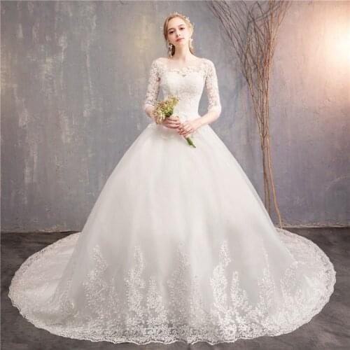 Robe De Mariee Grande Taille 2021 New The Half Sleeve Ball Gown Luxury Lace Embroidery Wedding Dress Noble Vestido De Novias F