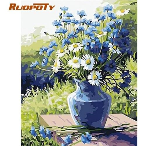 RUOPOTY Purple Flower Painting By Numbers Kits For Adults Children Handmade Unique Gift 60x75cm Framed Home Living Room Crafts