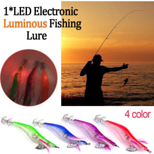 LED Electronic Luminous Squid Jig Shrimp Bait Night Fishing Lure Delivery Night Fishing Squid Bait Random Colors