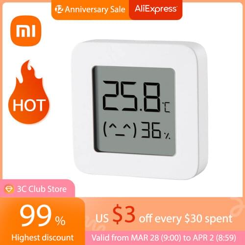 XIAOMI Mijia Bluetooth 4.2 Thermometer Hygrometer 2 LCD Screen Digital Temperature Humidity High Precision Smart Sensor APP