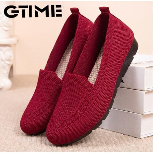 Women Loafers Shoes Knitted Flats Shoe Woman Comfort Female Breathable Mesh Slip On Footwear Casual Ladies Sneakers Spring 2021