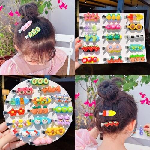 4pcs Cute Flower Animal Fruit Hairpins Hairgrips Headwear for Girls Hair Pins Children Hair Clips Kids Baby Hair Accessories
