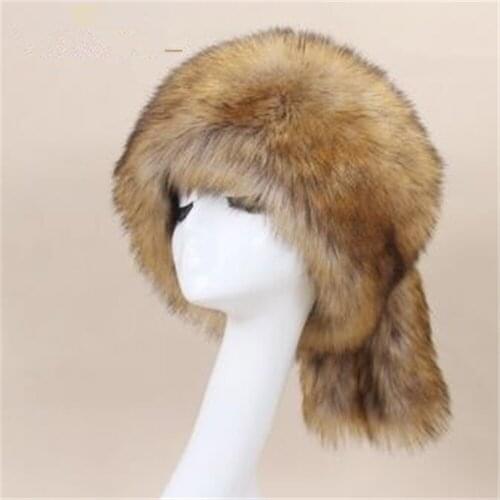 Womens Plus Size High Imitation Fox Fur Caps Female Thick Hats Winter Warm Outdoor Autumn Earwarmer Bombers Chapeau Sombrero