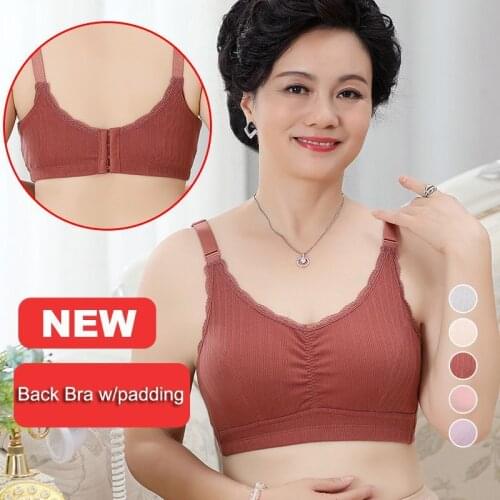 Women Back Buckle Bra With Sponge Padding Plus Size Lingerie Mothers Cotton Underwear Elderly large size 8229b