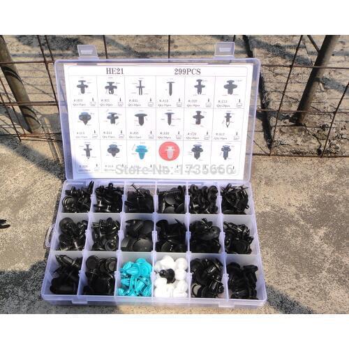 299pcs Push pin Bumper Retainer Clip Car Body Panel Fastener Trim Mould Case For BMW Mercedes-Benz Subaru Suzuki