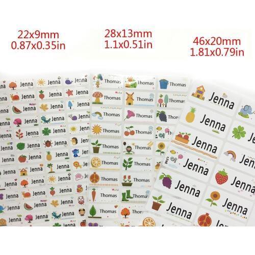 3Size Children Cute Cartoon Pattern Custom Name Stickers Waterproof Tag Labels For Children Personal Scrapbook School Stationery